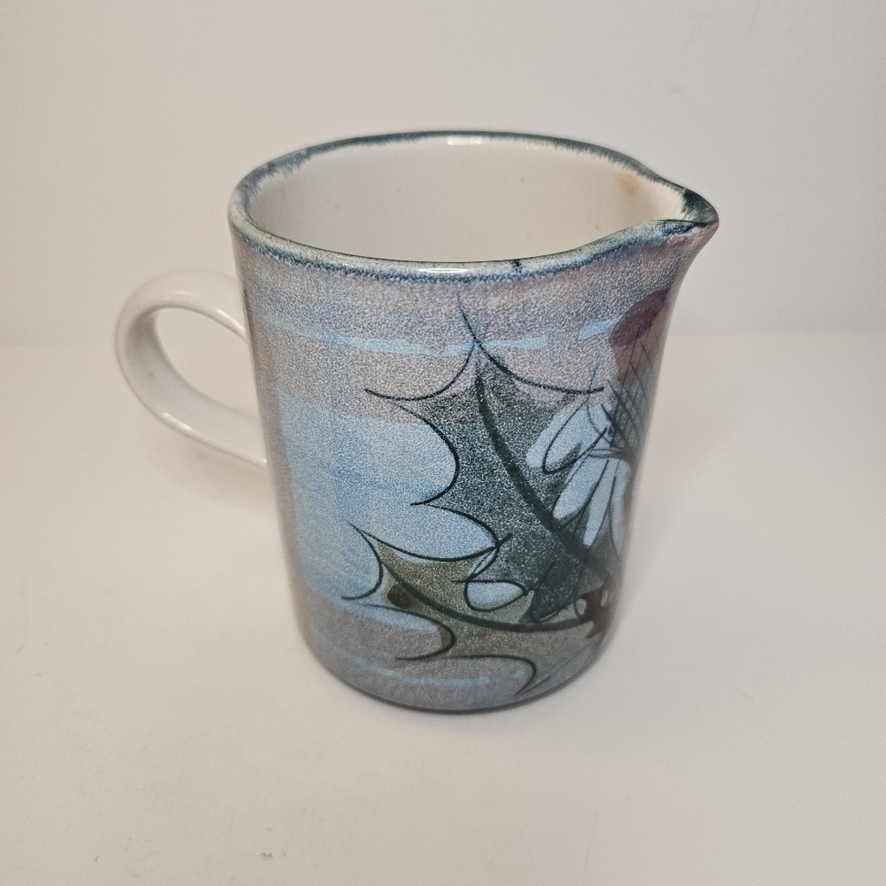 Ceramic Mini Pitcher Creamer By Tain Pottery Scotland Thistle & Tartan